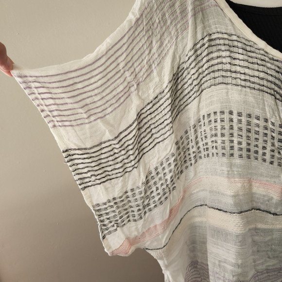 NWT INC Cover Up Textured Woven Stripe Purple Pink Black White ONE SIZE OS - Picture 4 of 6